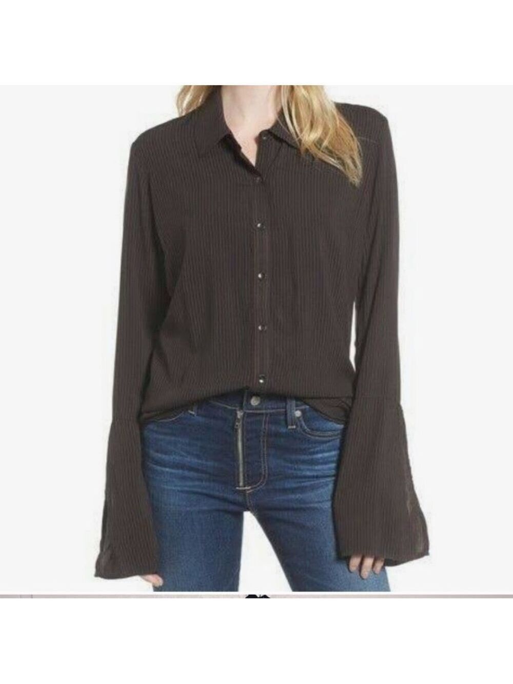 Splendid Bell Sleeve Button Up Top